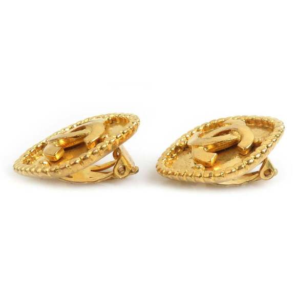 s-l400.jpg CHANEL Authentic Gold Logo Earrings